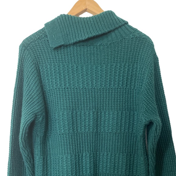 🧶 Cozy green woolly pullover sweater with button collar size XL - Picture 3 of 6